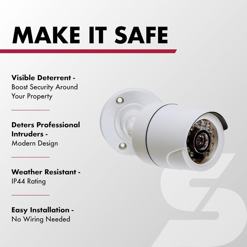 sabre Fake Security Camera, IP44 Rated Weather Resistant, Realistic Design Deters Intruders, No Wiring Or Batteries Required, Fake Dummy Camera - Image 2